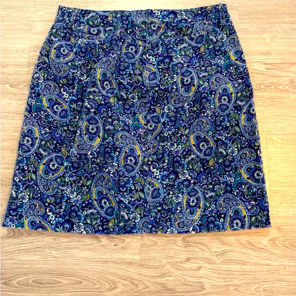 Talbots Size 14 Purple & Blue Paisley Zip Front Stretch Skirt NEW $89 - Picture 7 of 10